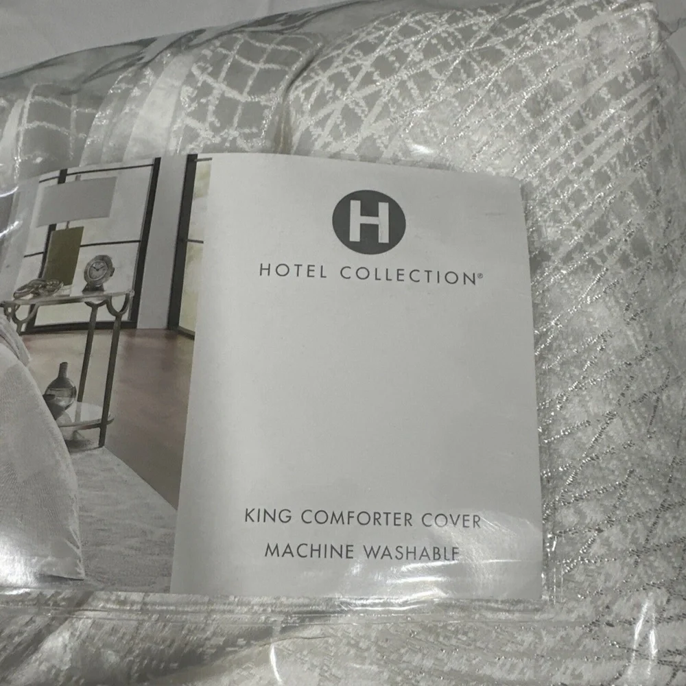 NIB $465 [ King Duvet Cover ] Hotel Collection Diamond Lattice‎ Fresh White